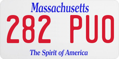 MA license plate 282PU0