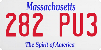MA license plate 282PU3
