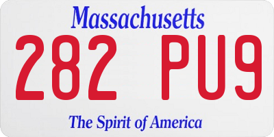 MA license plate 282PU9