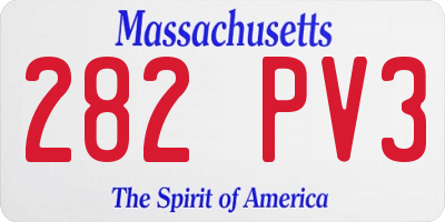 MA license plate 282PV3