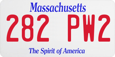 MA license plate 282PW2