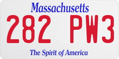 MA license plate 282PW3