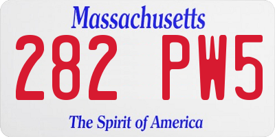 MA license plate 282PW5