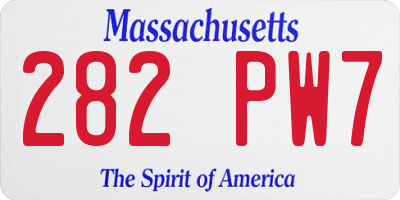MA license plate 282PW7