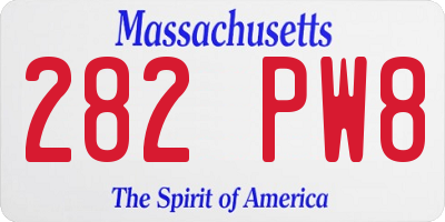 MA license plate 282PW8