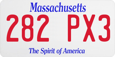 MA license plate 282PX3
