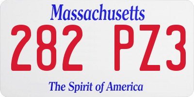 MA license plate 282PZ3