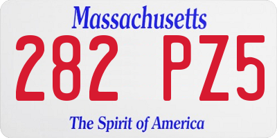 MA license plate 282PZ5