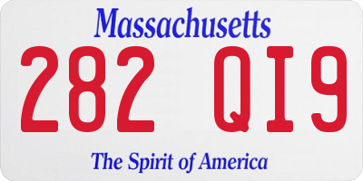 MA license plate 282QI9