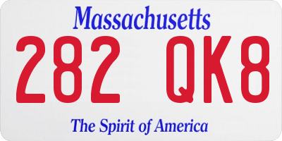 MA license plate 282QK8
