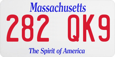 MA license plate 282QK9