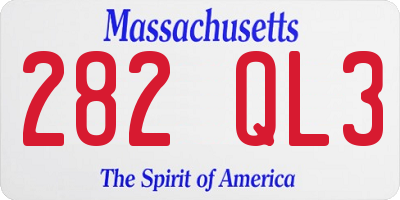MA license plate 282QL3