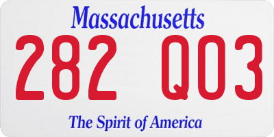 MA license plate 282QO3