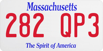 MA license plate 282QP3
