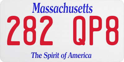 MA license plate 282QP8