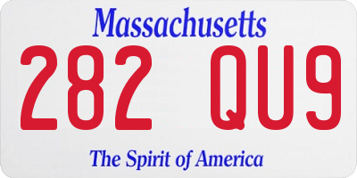 MA license plate 282QU9