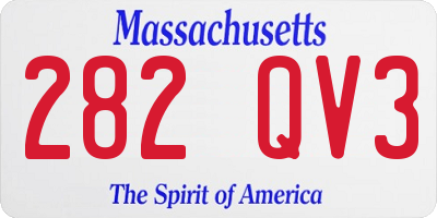 MA license plate 282QV3