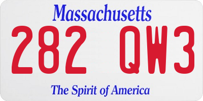 MA license plate 282QW3