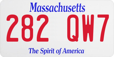 MA license plate 282QW7