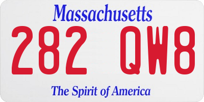 MA license plate 282QW8
