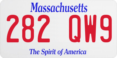 MA license plate 282QW9