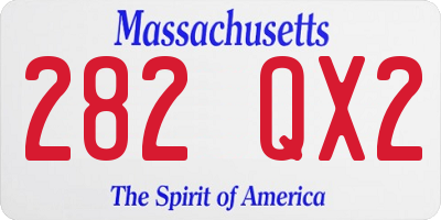 MA license plate 282QX2