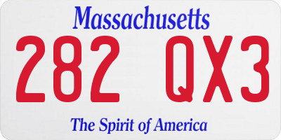 MA license plate 282QX3
