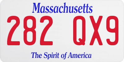 MA license plate 282QX9