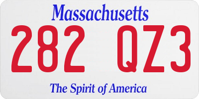 MA license plate 282QZ3