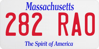 MA license plate 282RA0
