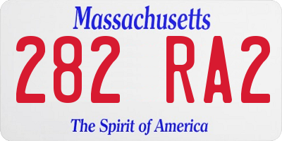 MA license plate 282RA2