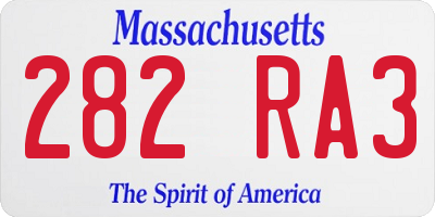 MA license plate 282RA3