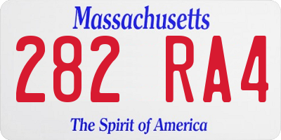 MA license plate 282RA4