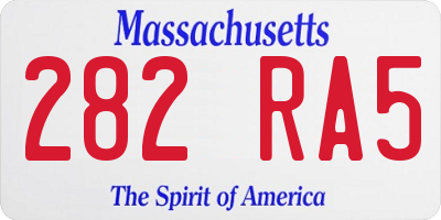 MA license plate 282RA5