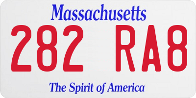 MA license plate 282RA8