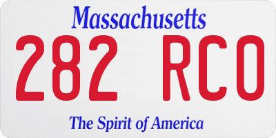 MA license plate 282RC0