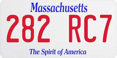 MA license plate 282RC7