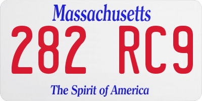 MA license plate 282RC9