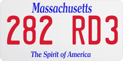 MA license plate 282RD3