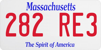 MA license plate 282RE3