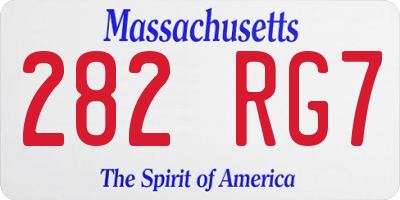 MA license plate 282RG7