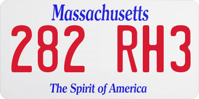 MA license plate 282RH3