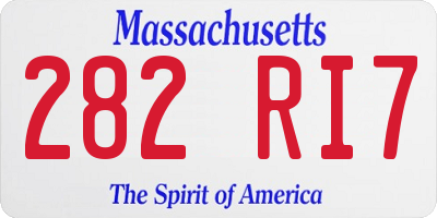 MA license plate 282RI7
