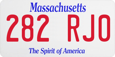 MA license plate 282RJ0