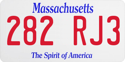 MA license plate 282RJ3