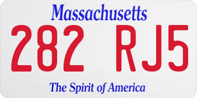 MA license plate 282RJ5