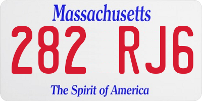 MA license plate 282RJ6