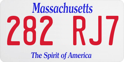 MA license plate 282RJ7