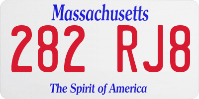 MA license plate 282RJ8
