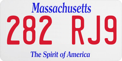 MA license plate 282RJ9